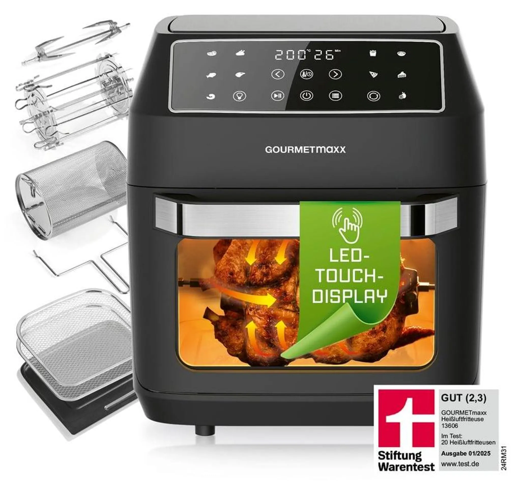 Frytkownica beztłuszczowa / Mini piekarnik konwekcyjny GOURMETmaxx Heißluftofen 12,5 L - obrazek 2